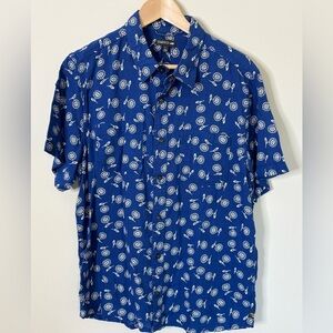 Toad & Co Salton Short Sleeve Shirt Blue Floral Size Large